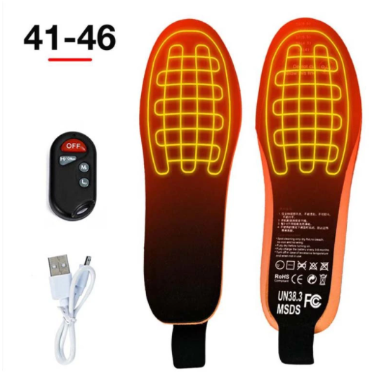 Palmilha térmica ThermoControl recarregável com controle remoto, design fino e 3 níveis de calor, perfeita para aquecer seus pés no inverno.