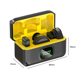 Microfone de lapela sem fio LapelWave Pro com estojo e adaptador para iPhone, Android e Type-C, ideal para gravações com áudio cristalino.
