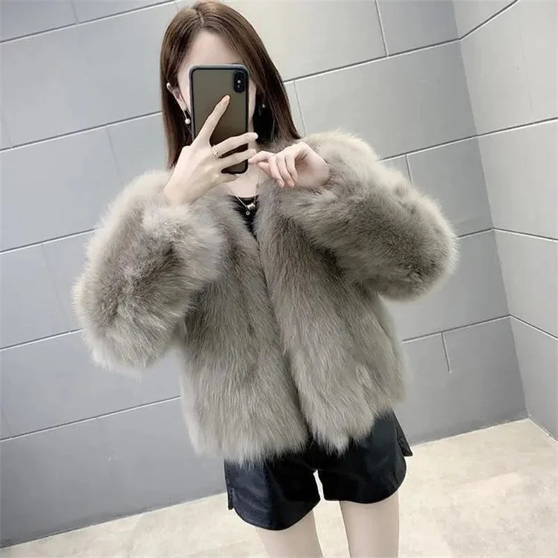 Casaco Feminino Luxo Pele Sintética Opulence